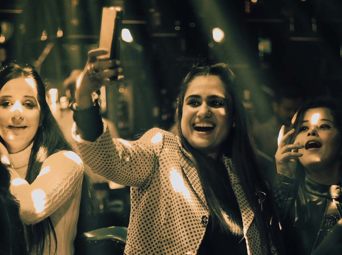 Photo capture selfie at a party