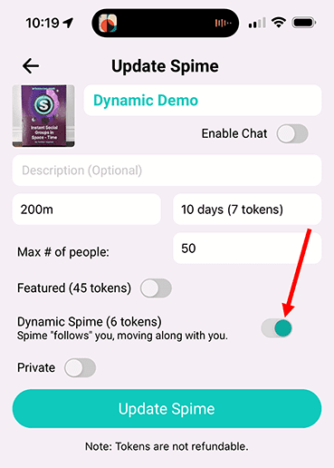 How to enable Dynamic Spime