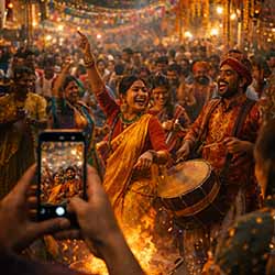 Festival joy and vibrant dance